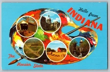 Postcard - Hello From Indiana, The Hoosier State