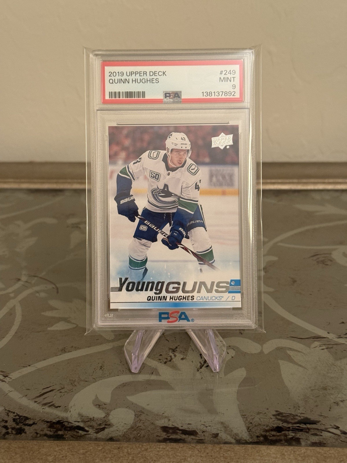 Quinn Hughes 2019 Upper Deck #249 Young Guns - 109979008 PSA 9