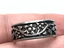 Sterling Silver 925 Solid Vintage Floral Vines Band Ring - Sz 6.5