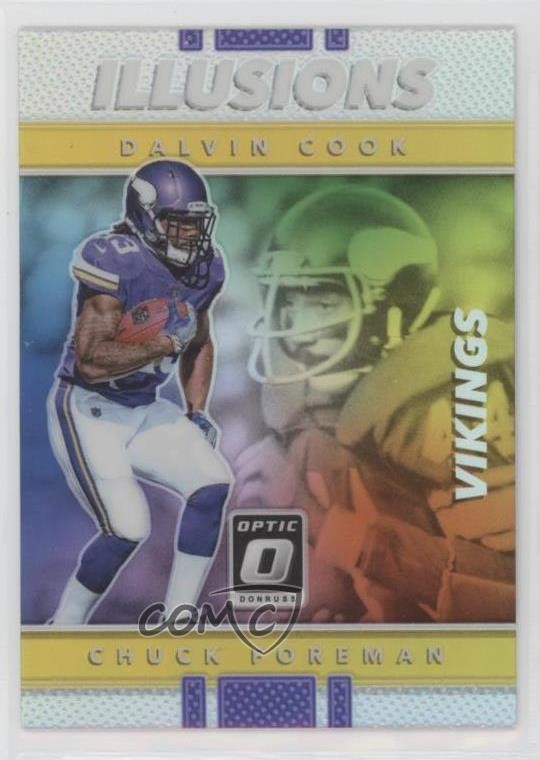 2017 Donruss Optic Illusions Holo Silver Prizm Chuck Foreman Dalvin Cook #5 wd9