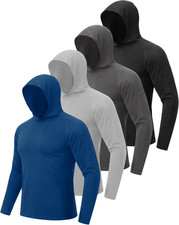 4 Pack Sun Hoodie for Men - UV UPF 50 Fishing Shirts Long Sleeve Lightweight To