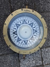 Schiffskompass Kompass Marine antik gut erhalten Ø 31 cm Lisboa als Deko Sammler