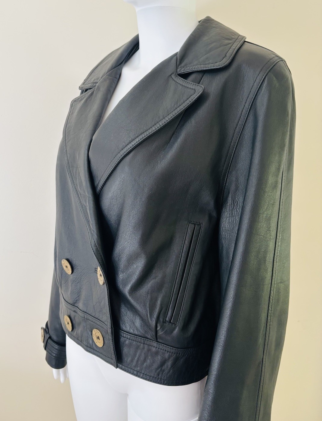 Givenchy Leather Double Breasted Smooth Jacket Bl… - image 5