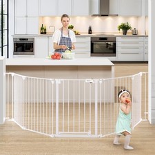 127.8" Extra Wide Baby Gate, Dog Gate for House Stairs Doorways Fireplace, Au...