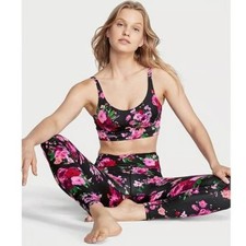 VICTORIA'S SECRET On Point Sport Bra and Legging Set Floral Black Size Small