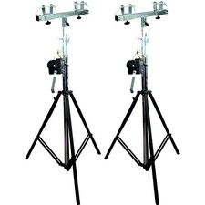 2 Black DJ Pro Lighting 12 Foot Crank Light Stand  Square Truss T-Bar Adapter