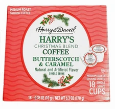 Christmas Blend Coffee - Butterscotch & Caramel Coffee - 18 Single Serve Cups