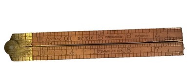 Vintage Lufkin No 781C Boxwood Folding Caliper Rule 24'' Brass Bound London