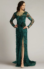 Tadashi Shoji Women's Silvia Embroidered Illusion Gown, Style CGU24895L , Size 8