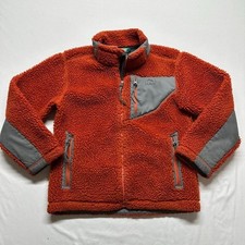 Vintage L.L. Bean Kids Sherpa Fleece Jacket Burnt Orange Full Zip Size 8 