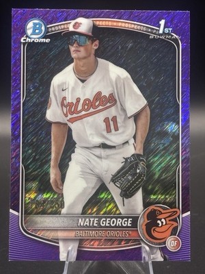 2025 Nate George 1st Bowman Purple Shimmer /250 BCP-184 Orioles Rookie