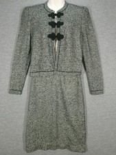 Vintage St John Jacket Skirt Set Womens 6 Knit Suit Dress Saks 80s USA