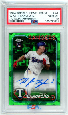 2024 Topps Chrome Update Sapphire Green /99 Auto Wyatt Langford RC PSA 10