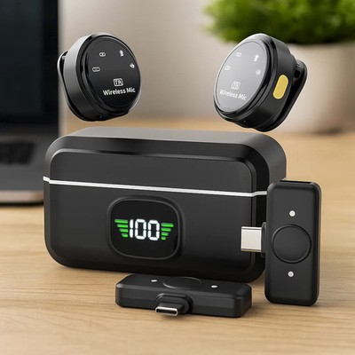Wireless Lavalier Mic for iPhone/Android/PC - USB-C/Lightning, Noise Reduction
