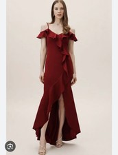 bhldn lafayatte ruffle dress in burgundy us size 2