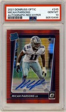 2021 Donruss Optic Red Hyper Micah Parsons RC Rookie Autograph Card #245 PSA 10