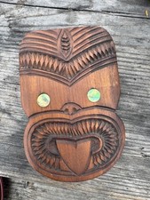 Vintage wood New Zealand M ORI tribal mask TIKI Bar