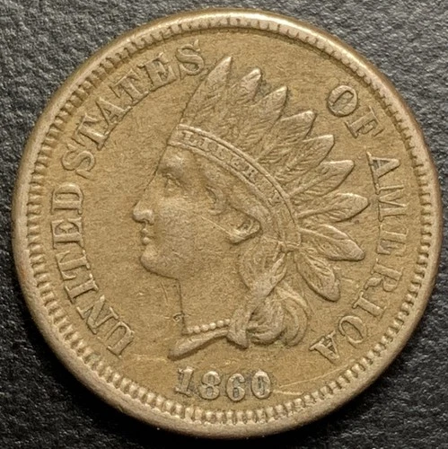 1860 Indian Head Cent Penny CN IHC POINTED BUST Choice Original VF+ Full LIBERTY