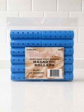 NOS Brittny's Magnetic Hair Rollers 5/8" Blue 12 Pack Sure Grip Long Smooth Seal