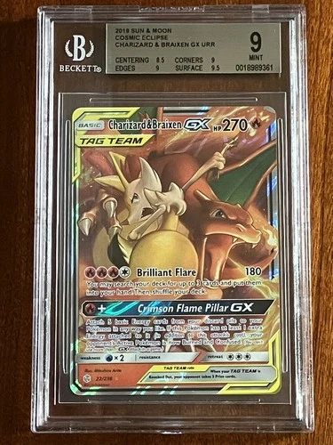 Charizard & Braixen GX 22/236 Cosmic Eclipse BGS 9 Pokemon TCG