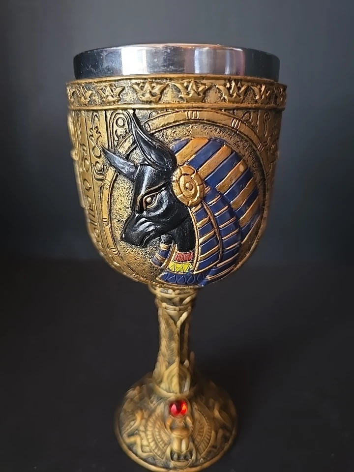 Ancient Egyptian God of the Afterlife Anubis Wine Goblet Chalice Egypt Cup New - Image 3 of 4