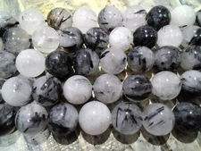 Natural Black Rutilated Quartz  10mm, Approx 19pce, Free post. Oz Seller