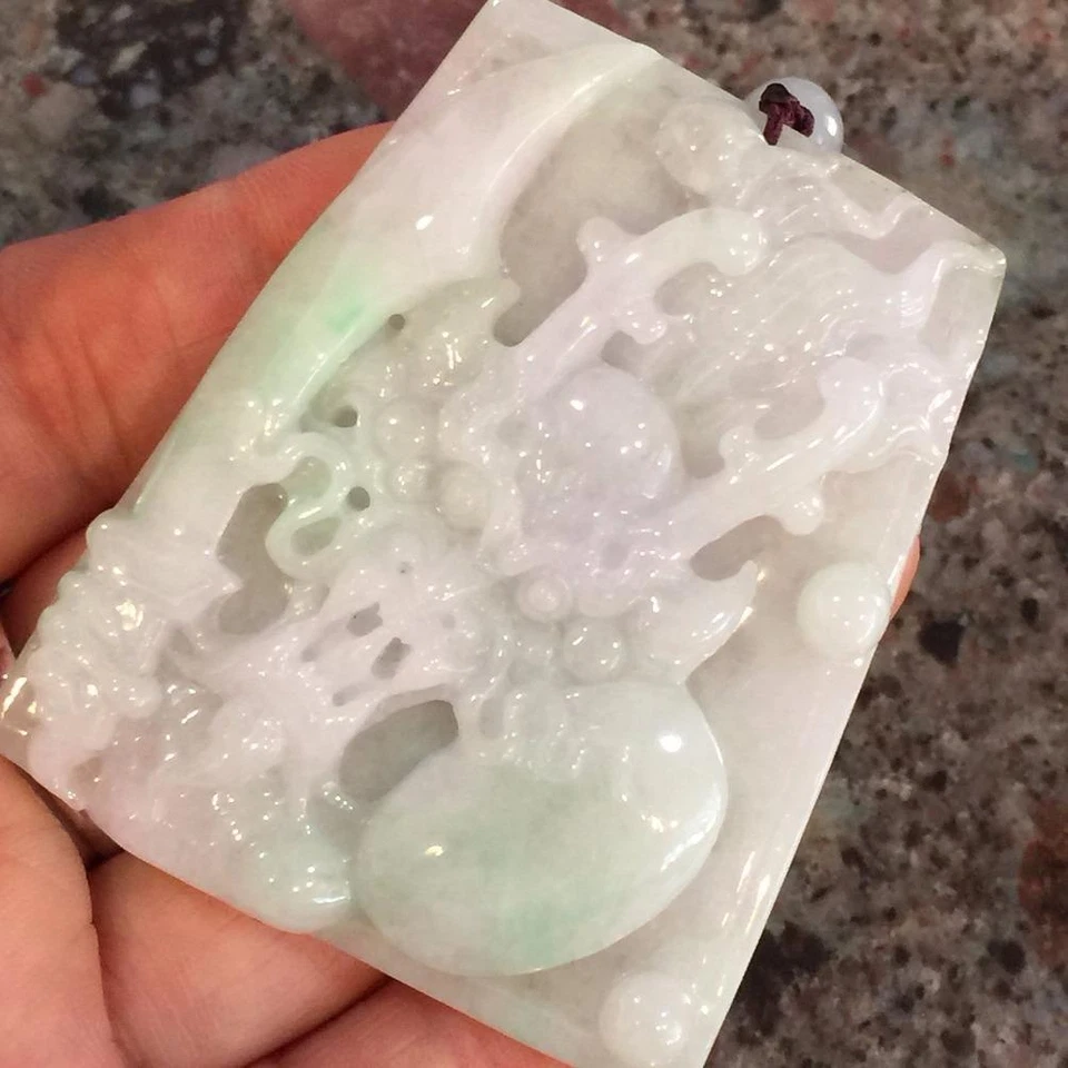 Colgante Dragón Lavanda Jadeíta Jade Helado 100% Natural Certificado Grado A #P948 Foto 4 de 4