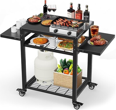 Outdoor Grill Table, Movable Grill Cart for Blackstone Griddle, Pizza Oven St...