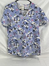 Disney - Eeyore  Free 2 Fly  Medical Scrub Top V-neck Women's Size S