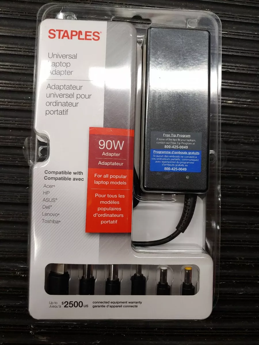 Staples 90W universal laptop adapter Acer HP ASUS Dell Lenovo Toshiba new