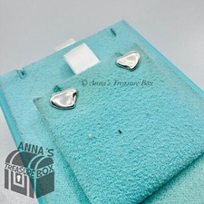 Tiffany  Co. 925 Silver Elsa Peretti Vintage Full Heart Stud Earrings pouch 