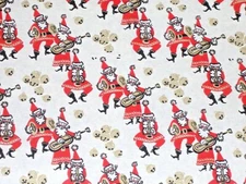 VTG CHRISTMAS WRAPPING PAPER GIFT WRAP  MUSICAL SANTA SLEIGH BELLS 1950 NOS