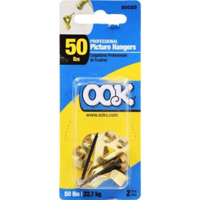 OOK 50025 Professional Picture Hangers 50 lbs. with 2-Hooks 4-Nails