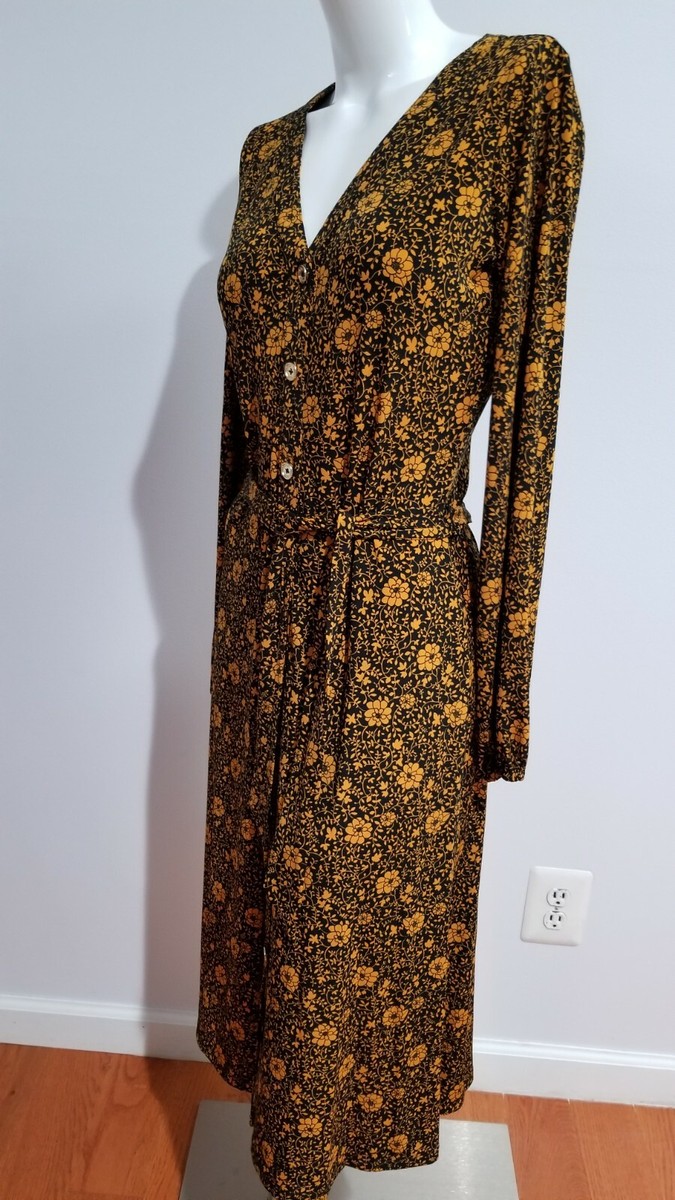 NEW MICHAEL KORS V-NECK BUTTON DOWN STRETCH FLARE FLORAL DRESS