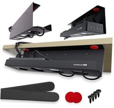 Under Desk Cable Management Tray - No Drill Cable Management for Glass Black