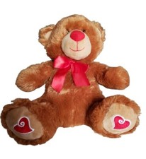Plush Teddy Bear Hearts Paws Love Stuffed Animal Red Bow Valentines Day Soft Toy