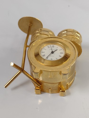 Drum Set Desk Clock Drum Set Table Clock Brass Park Lane Working Vintage Org - Picture 5 of 13