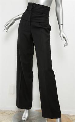 CHANEL Black Wide Leg Super High Rise Waist Layer Slacks Dress