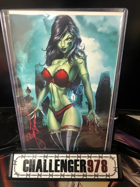 ZOMBIE TRAMP #58 Jamie Tyndall DOUBLE SIGNED VIRGIN - GREEN - Mendoza