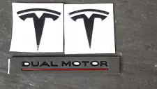 Tesla MODEL Y "Gloss" Black Emblem BUNDLE Front/Rear T Red Line Dual Motor