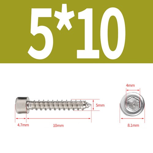 M1.7-M6 Nickel 8.8 Grade Allen Hex Socket Cap Round Head Self Tapping Wood Screw - Picture 57 of 73