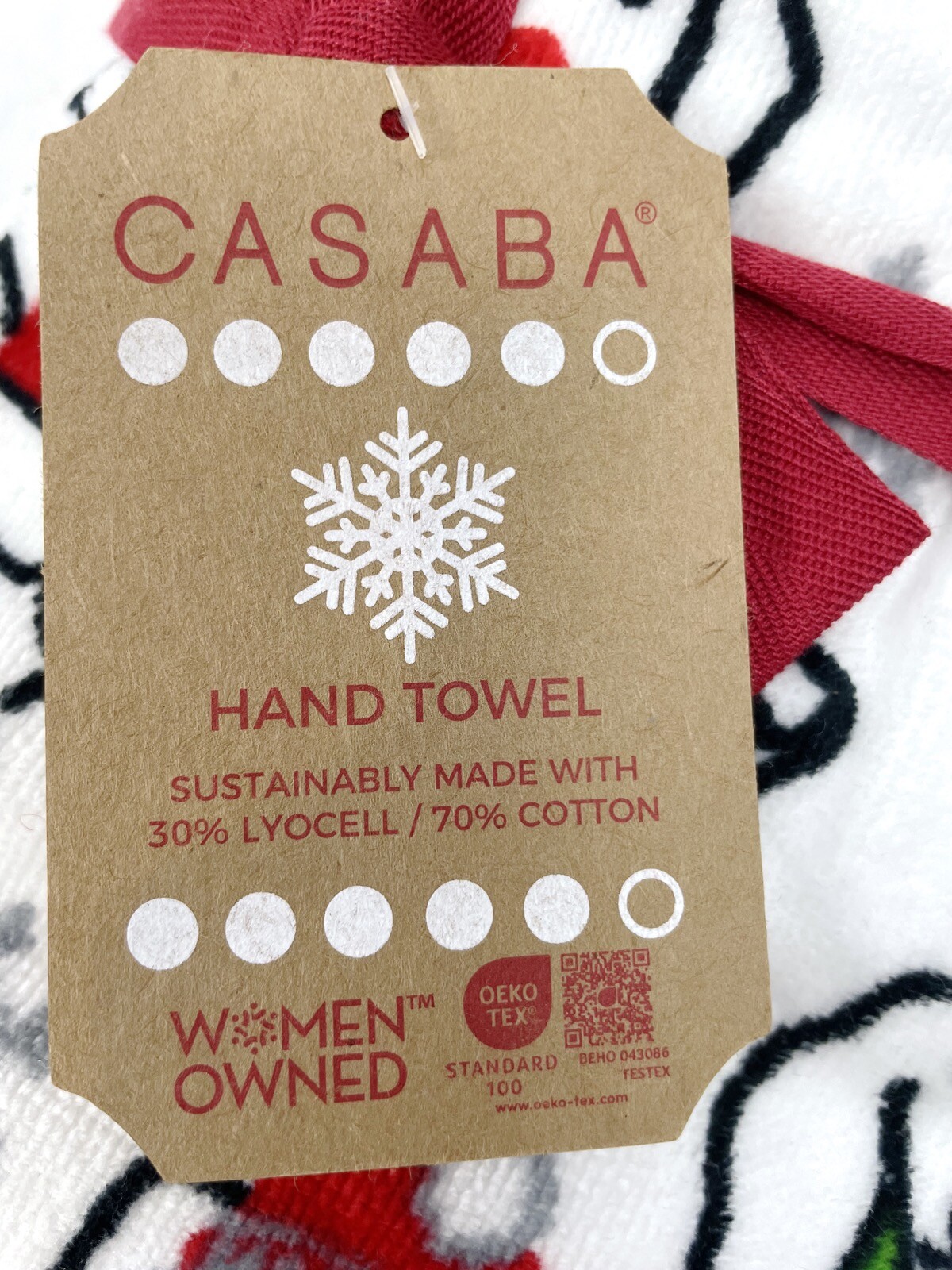 Casaba White Christmas Holiday Puppy Dog Santa Hat Antlers Hand Towel