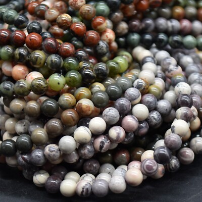 Jaspis Rund Perlen - 6 mm - 14 Zoll Strang - verschiedene Edelsteine, zur Schmuckherstellung