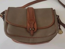 DOONEY  BOURKE Vintage All Leather Taupe  Brown Crossbody Shoulder Bag Satchel