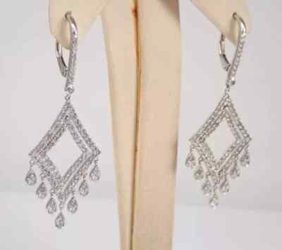 Round Lab Created Diamond Chandelier Drop/Dangle Earrings 14K White Gold Finish
