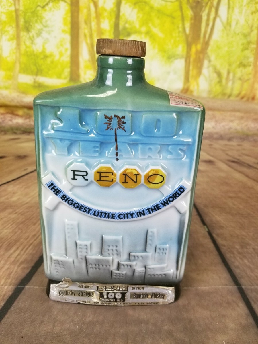 Reno 100Years 4/5 Quart Beam Kentucky Straight Whiskey Ceramic