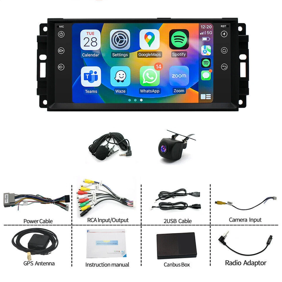 4+64G For 05-10 Jeep Grand Cherokee Apple CarPlay Android13 Car Stereo Radio GPS - image 2 of 4