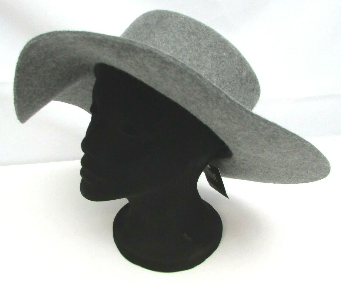 FRYE Felt Boater Studded Band Hat Size M/L Lead Grey 100  display picture 3