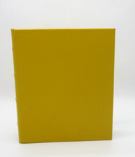 Photo Album 8x9 Ring Binder Leather Cover 72 Clear Pockets Graphic Image Yellow