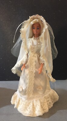 Vintage Barbie Clone Handcrafted Wedding Dress Veil Ivory